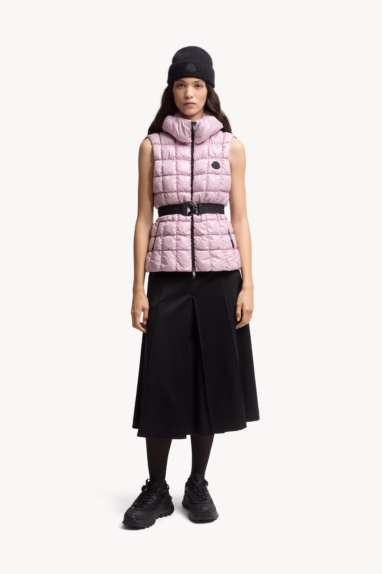 Chaleco plumífero con acolchado a cuadros Emilion Mujer Rosado Moncler 0